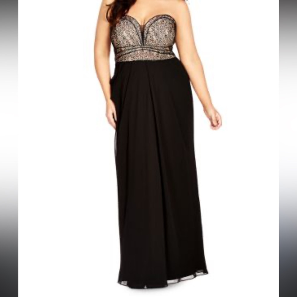 City Chic Black and Silver Strapless Dress